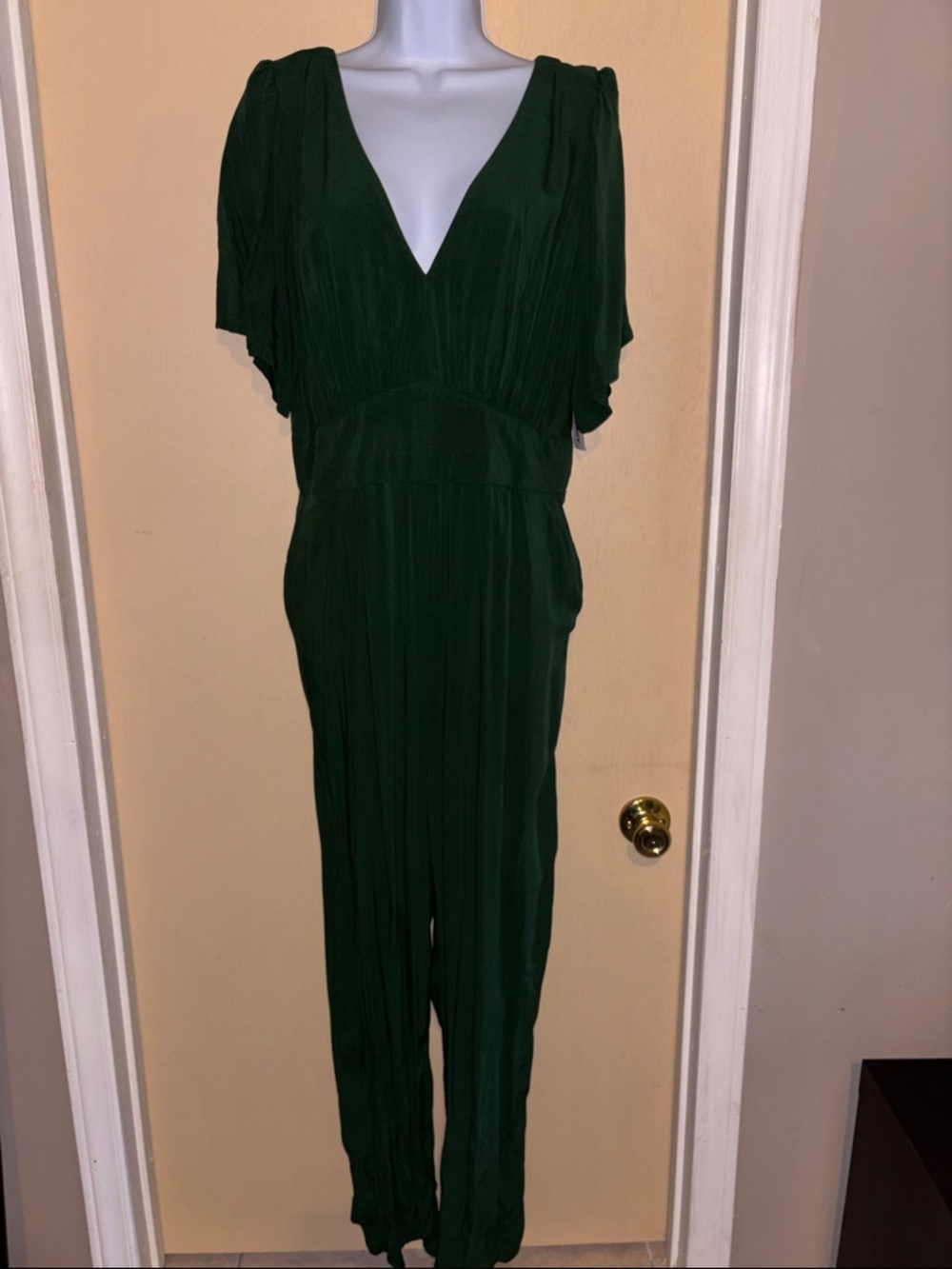 Old Navy Deep Green V-Neck Jumpsuit
